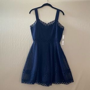 Aqua Brand Navy Blue Circle Lace Dress + Matching Heels